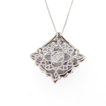 Chuck Clemency 925 Sterling Silver Real Tanzanite Cuban Chain Necklace 20"