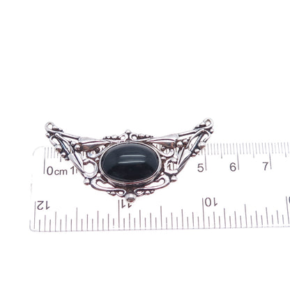 CHARLES A. HERBERT 925 Sterling Silver Vintage Black Onyx Centerpiece Pendant