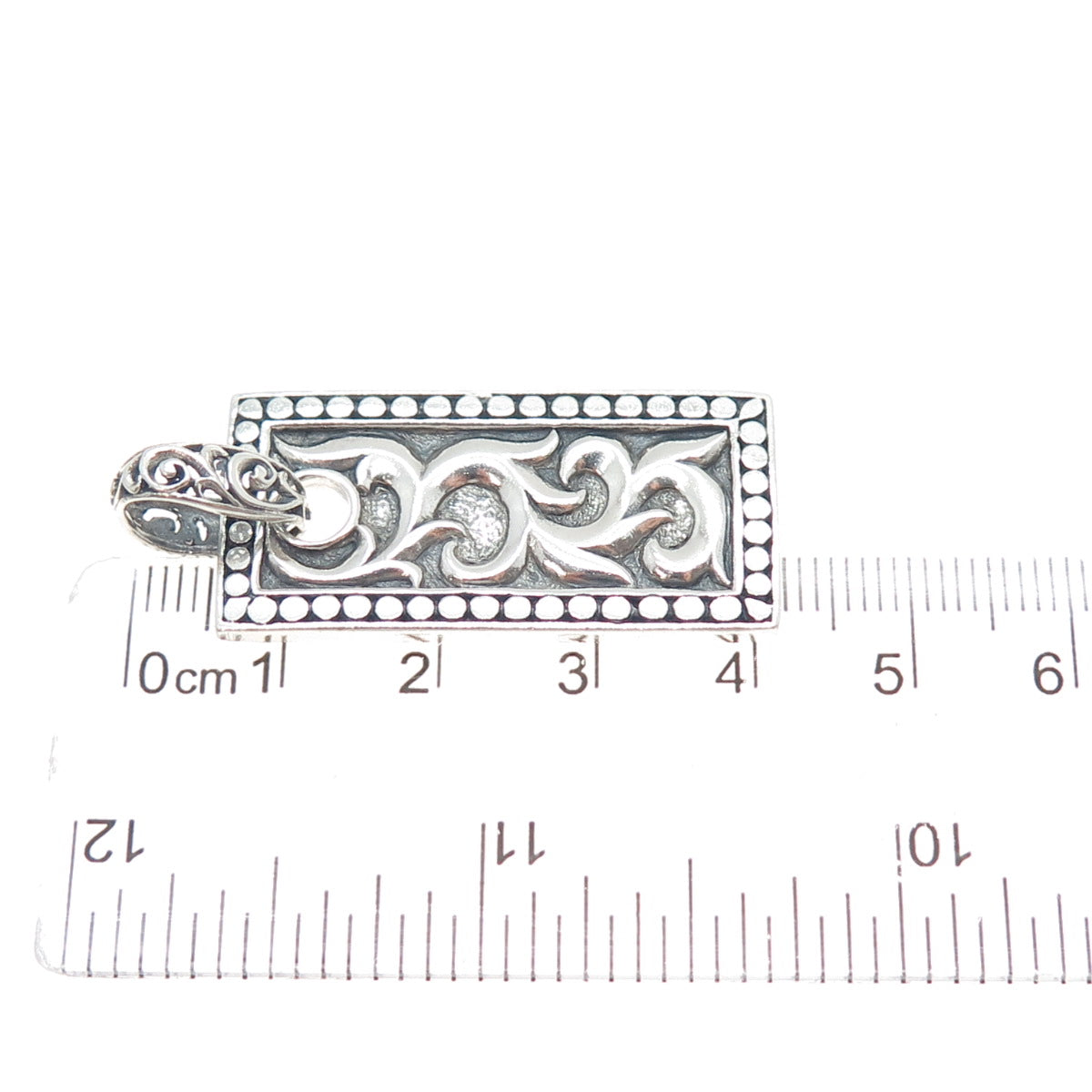 925 Sterling Silver Vintage Floral Oxidized Dotted Charm Pendant