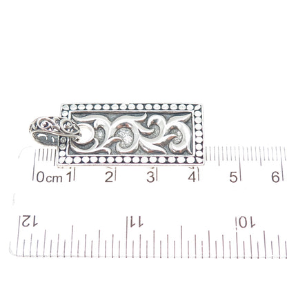 925 Sterling Silver Vintage Floral Oxidized Dotted Charm Pendant
