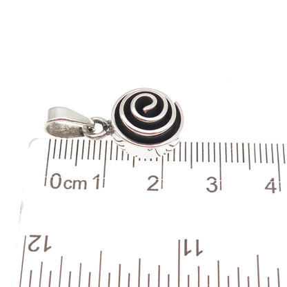 925 Sterling Silver Vintage Mexico Modernist Spiral Oxidized Charm Pendant