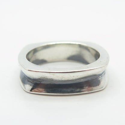 925 Sterling Silver Vintage Concave Square Ring Size 5