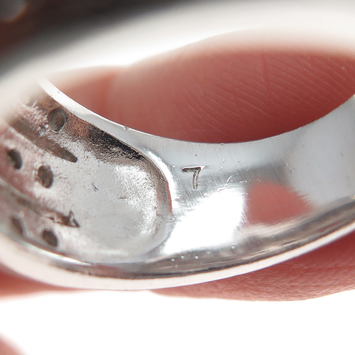 925 Sterling Silver Round-Cut C Z 3-Row Promise Ring Size 7.5