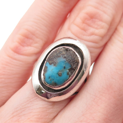 Cynthia Begay Navajo Old Pawn Sterling Silver Vintage Turquoise Ring Size 5.75