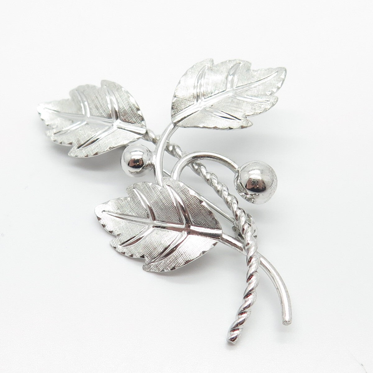 925 Sterling Silver Vintage Van Dell Leaf Branch Pin Brooch