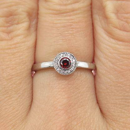 925 Sterling Silver White & Red C Z Ring Size 7