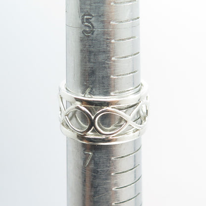 925 Sterling Silver Vintage All Around Infinity Band Ring Size 6.75
