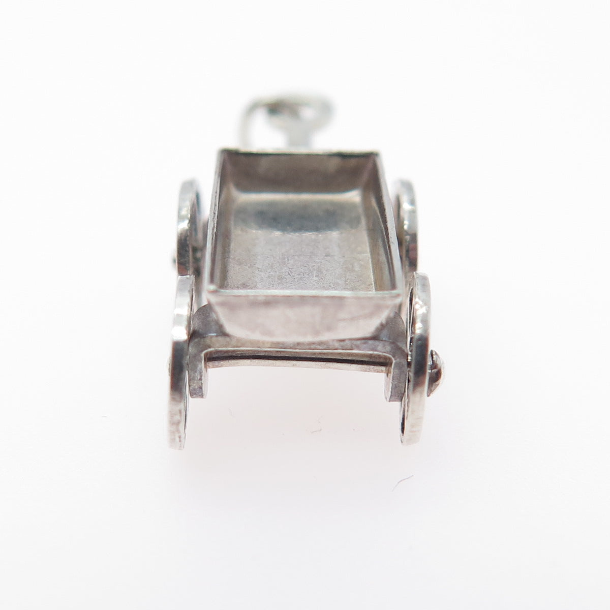 925 Sterling Silver Antique Wheelbarrow Gardening Minimalist 3D Charm Pendant