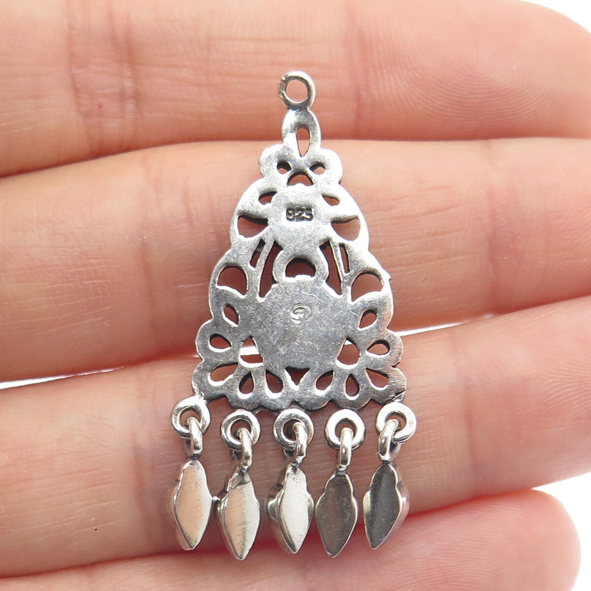 925 Sterling Silver Vintage Sleeping Beauty Turquoise Gem Ethnic Amulet Pendant