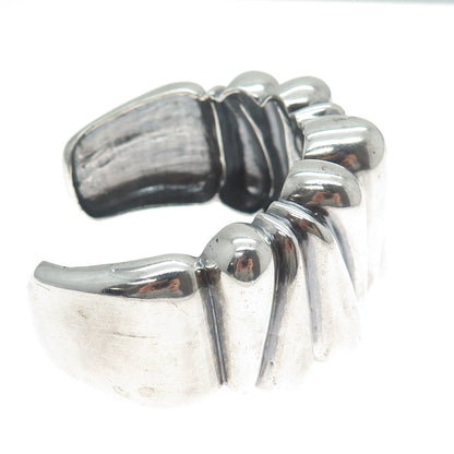 925 Sterling Silver Vintage Modernist Adjustable Oxidized Cuff Bracelet 7.25"