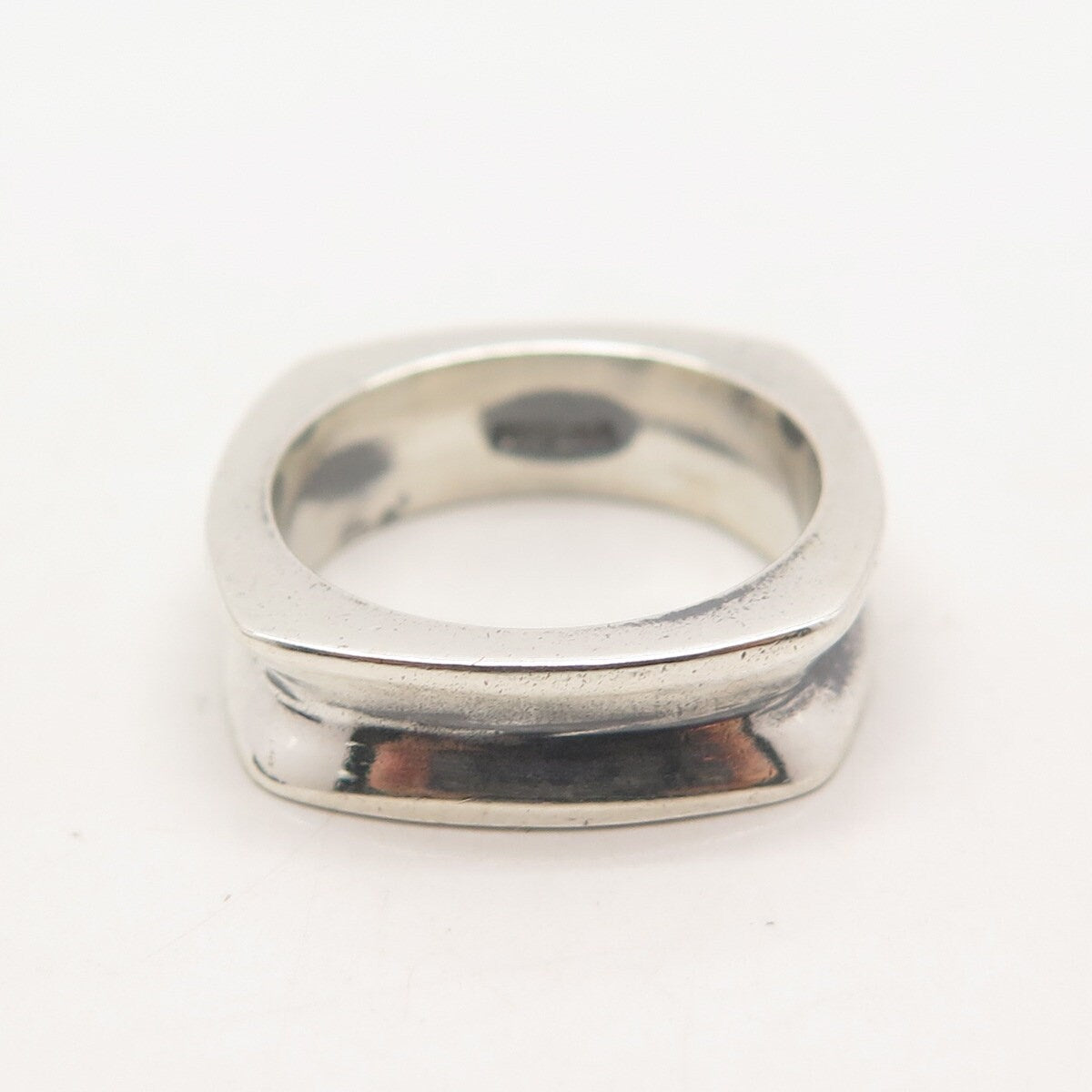 925 Sterling Silver Vintage Concave Square Ring Size 4.75