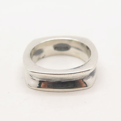 925 Sterling Silver Vintage Concave Square Ring Size 4.75