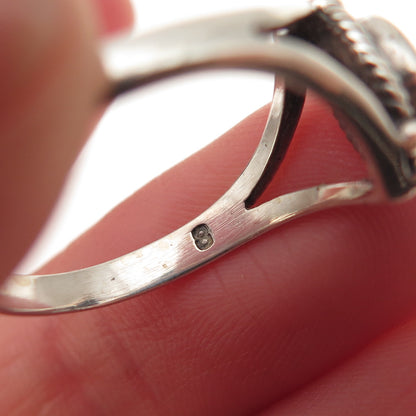 925 Sterling Silver Vintage Real Turquoise Oxidized Ring Size 8