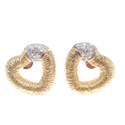 925 Sterling Silver Gold Plated ADI Round-Cut Shaped C Z Open Heart Earrings