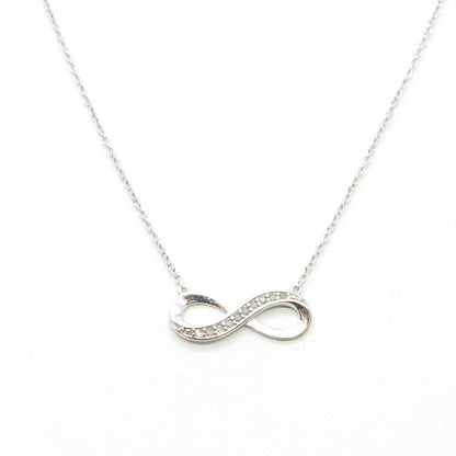 925 Sterling Silver Real Round-Cut Diamond Infinity Cable Chain Necklace 17"