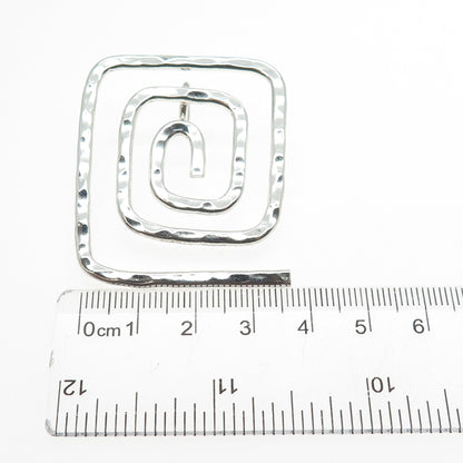 925 Sterling Silver Vintage Modernist Hammered Spiral Maze Pendant