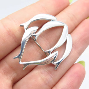 925 Sterling Silver Vintage Fish Pin Brooch
