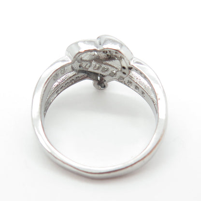 925 Sterling Silver Pave C Z Heart Infinity Ring Size 7.75