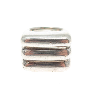 925 Sterling Silver Vintage Modernist Ribbed Dome Ring Size 6.5