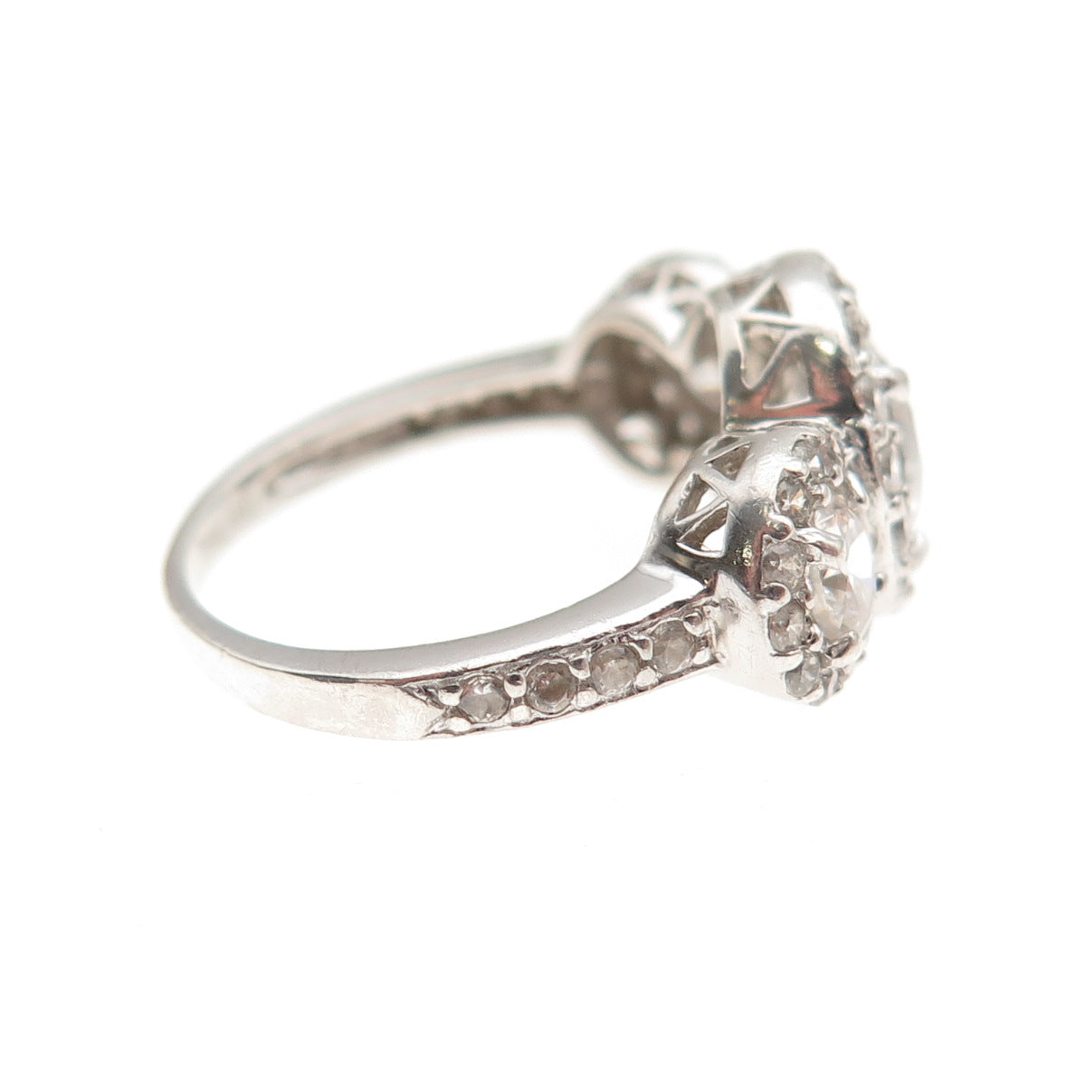 925 Sterling Silver Round-Cut C Z Engagement Ring Size 4.75