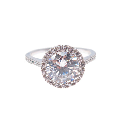 925 Sterling Silver Round-Cut C Z Engagement Ring Size 7