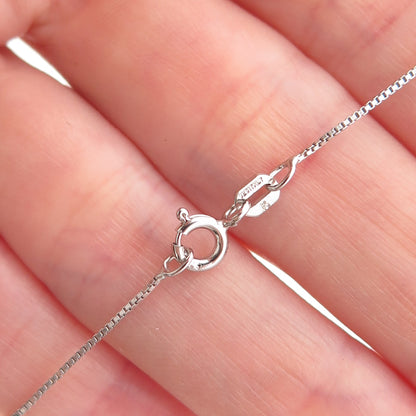 925 Sterling Silver Real Round-Cut Diamond Floral Box Chain Necklace 18"