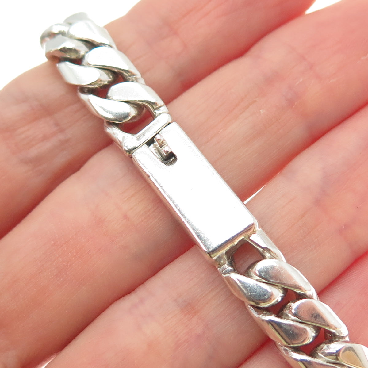 925 Sterling Silver Vintage Mexico Cuban Link Bracelet 7.5"