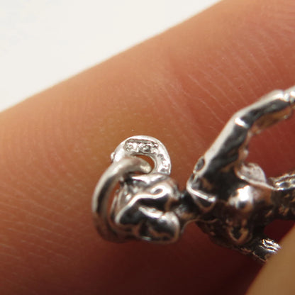 925 Sterling Silver Vintage Bowling Woman 3D Pendant