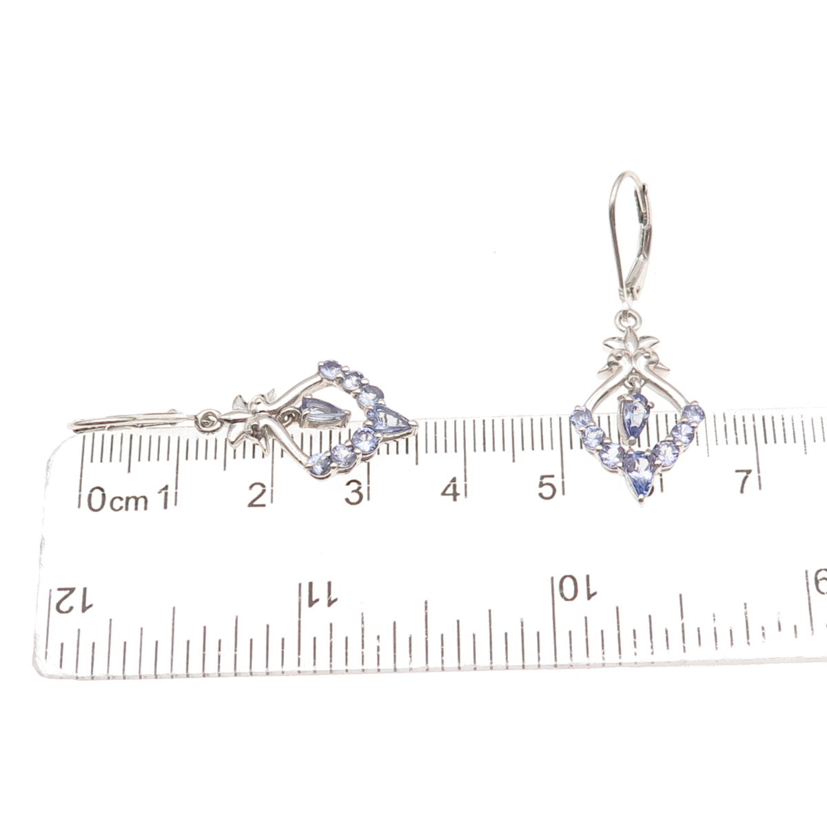 Chuck Clemency 925 Sterling Silver Real Tanzanite Floral Dangle Earrings