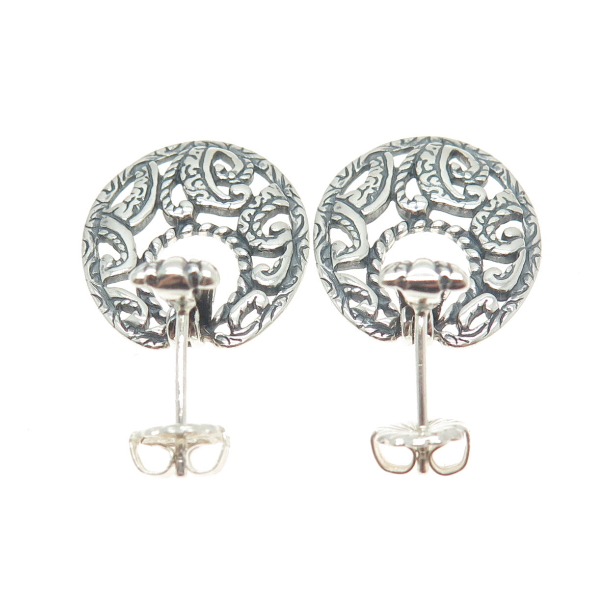 CAROLYN POLLACK 925 Sterling Silver Vintage Ornate Door Knocker Earrings