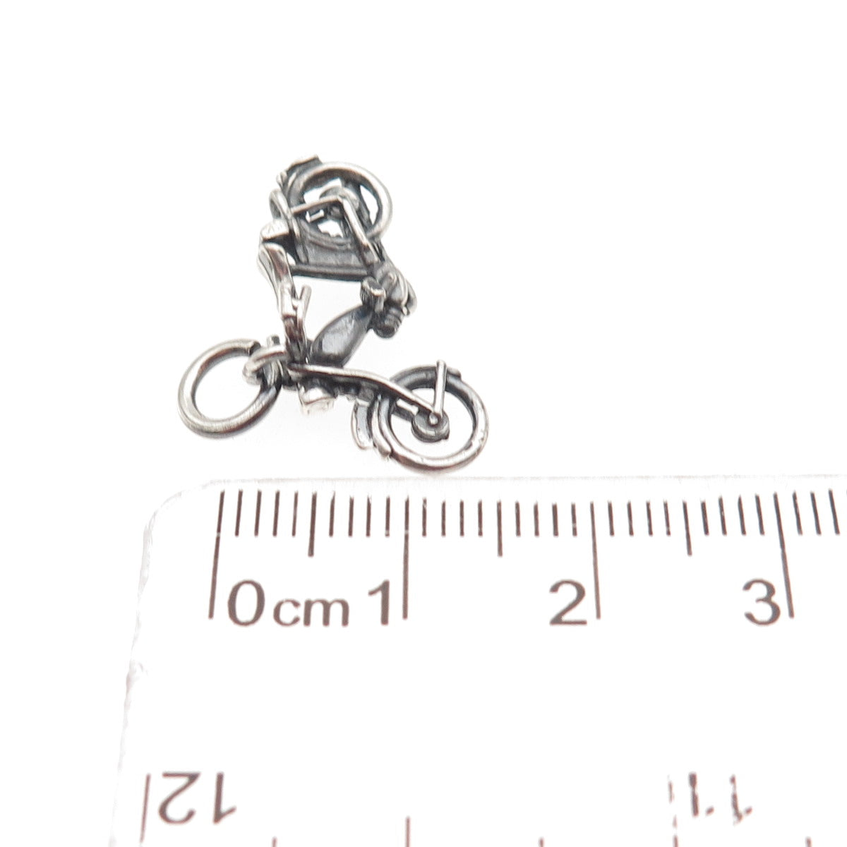 925 Sterling Silver Vintage Motorcycle Oxidized Mini Charm Pendant