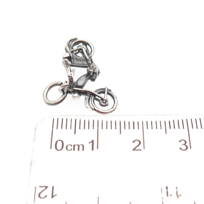 925 Sterling Silver Vintage Motorcycle Oxidized Mini Charm Pendant