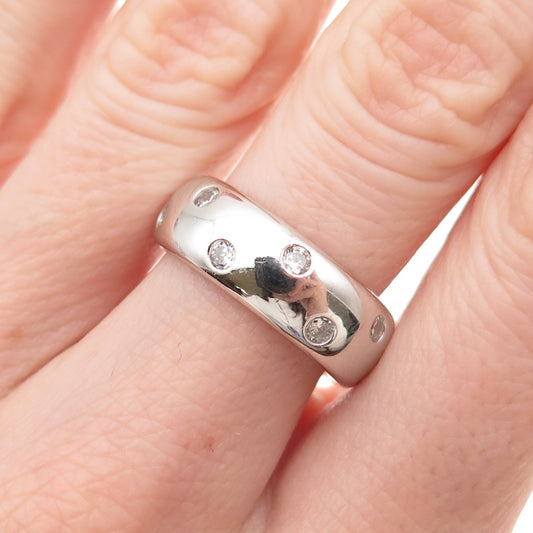 925 Sterling Silver Round-Cut C Z Band Ring Size 7.25