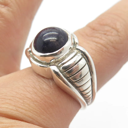 925 Sterling Silver Vintage Real Sugilite Gem Graduated Round Ring Size 7.25