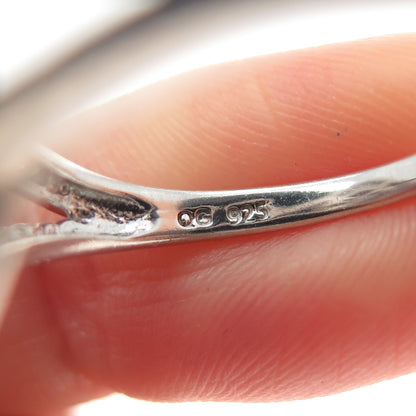 925 Sterling Silver Real Round-Cut Diamond & Cabochon Tiger Eye Ring Size 9