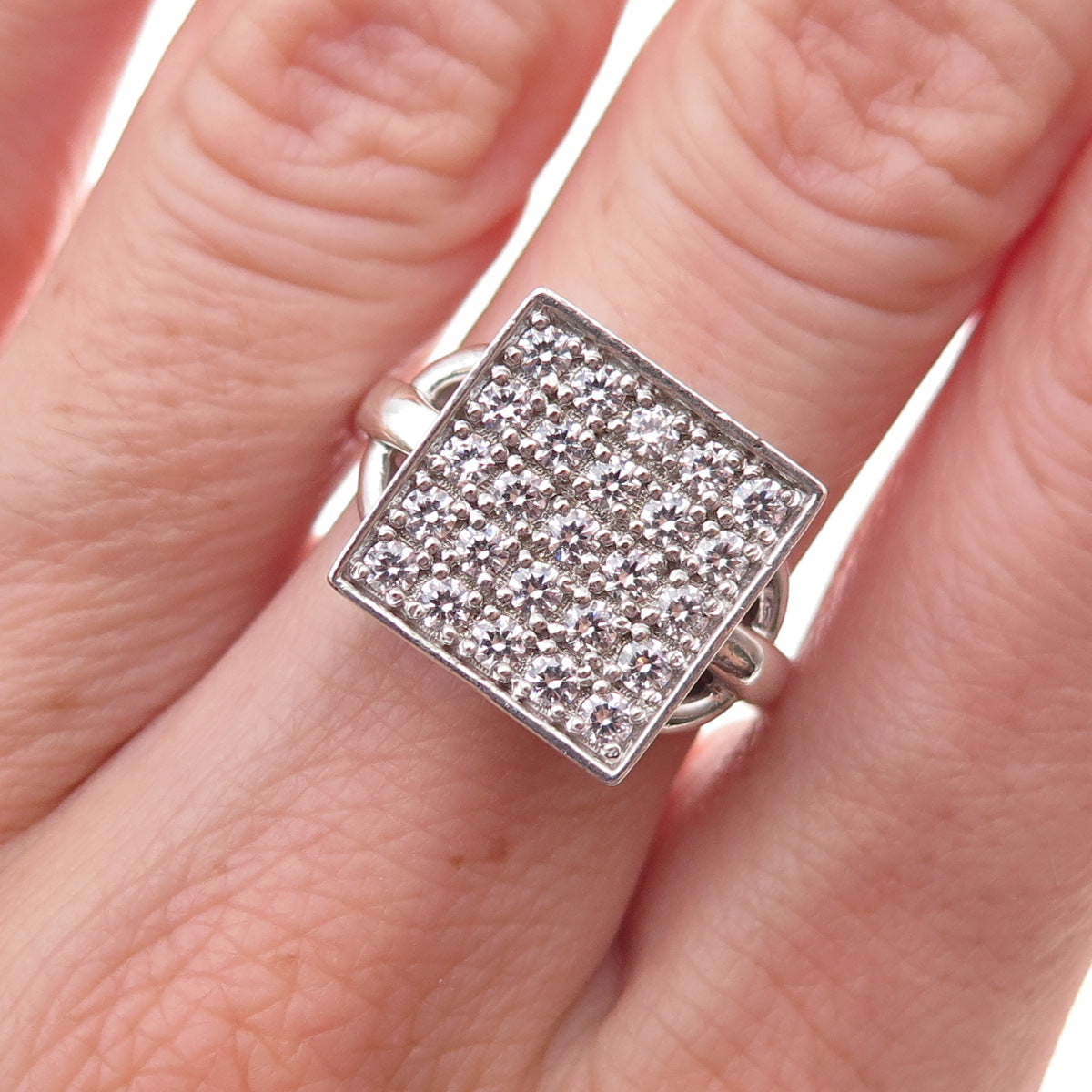 Michael Valitutti Gems En Vogue 925 Sterling Silver Round-Cut C Z Ring Size 7