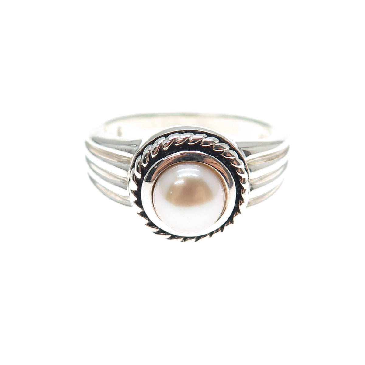 925 Sterling Silver Vintage Real Pearl Ring Size 9.25
