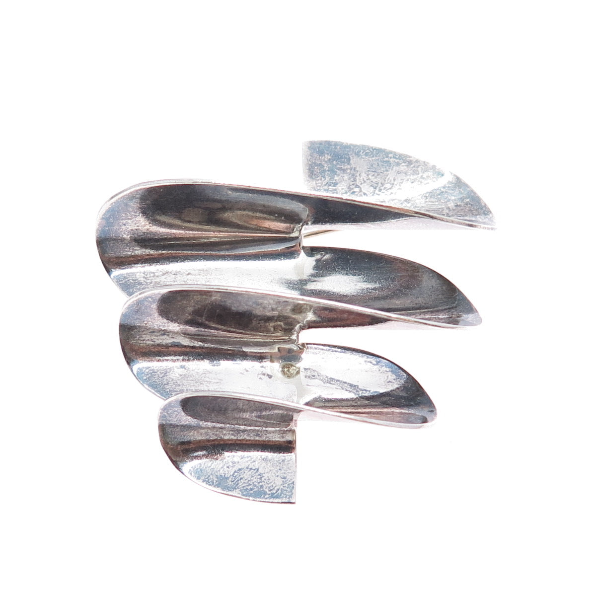 925 Sterling Silver Vintage Mexico Modernist Oxidized Pin Brooch