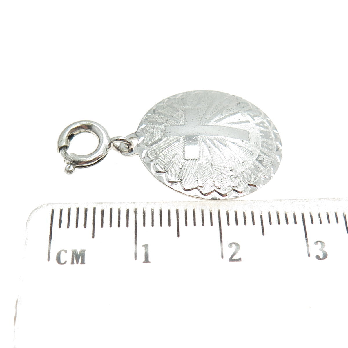 JEWELART 925 Sterling Silver Vintage Confirmation Cross Spring Ring Lock Pendant