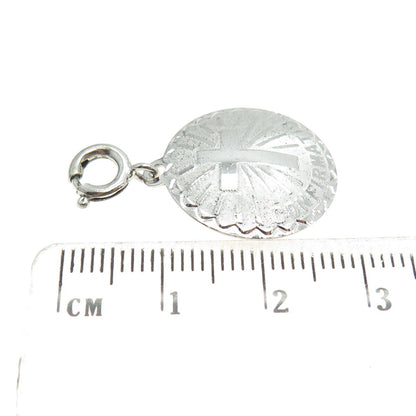 JEWELART 925 Sterling Silver Vintage Confirmation Cross Spring Ring Lock Pendant