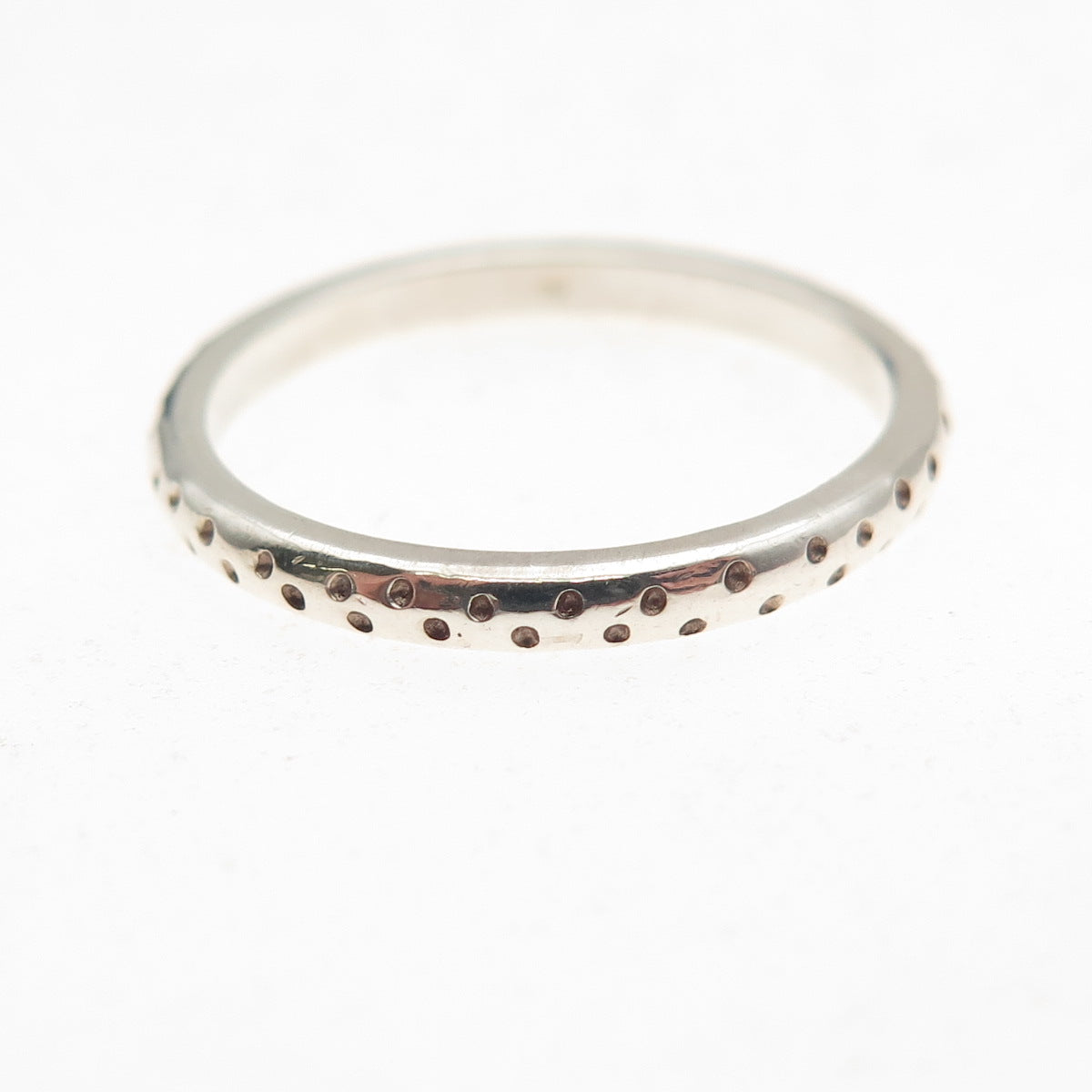 925 Sterling Silver Vintage Dotted Oxidized Band Ring Size 7
