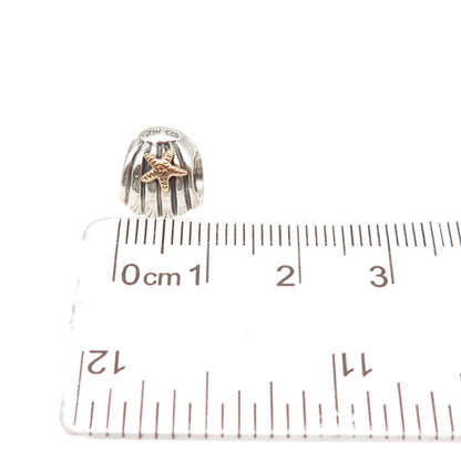PANDORA 925 Sterling Silver & Gold Seashell Starfish Slide Bead Charm