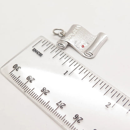 925 Sterling Silver Vintage Enamel "Diploma" Pendant