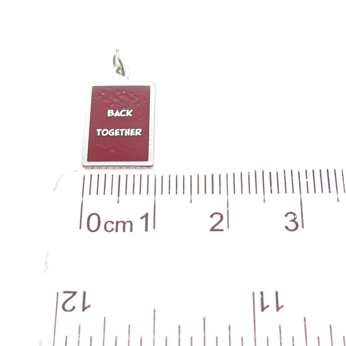 925 Sterling Silver Red Enamel Back Together Minimalist Charm Pendant