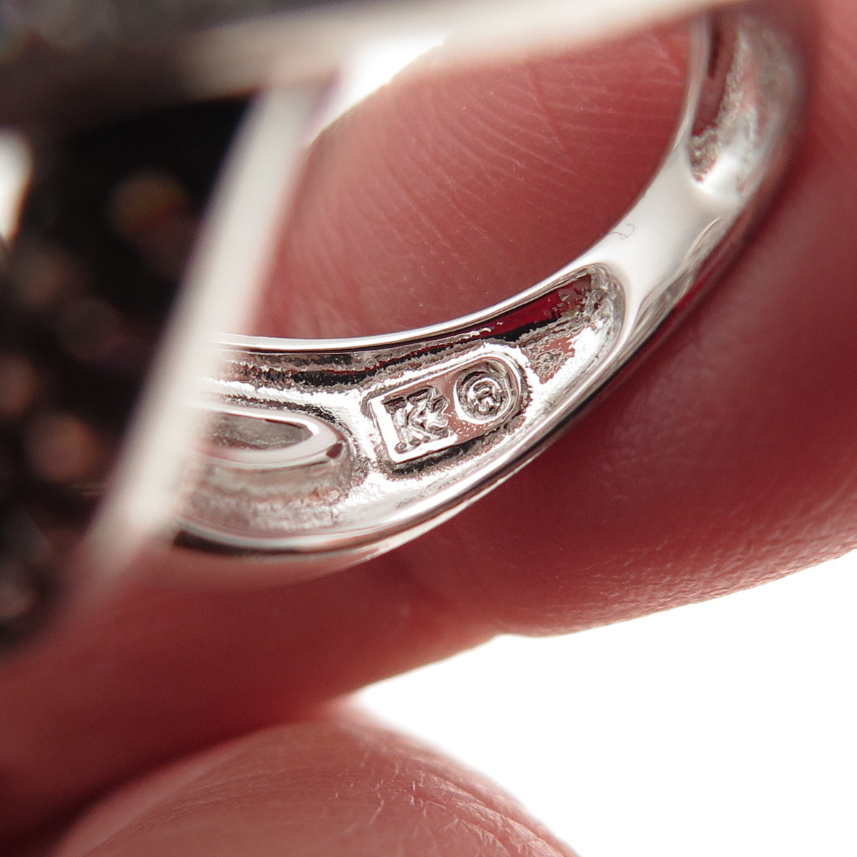 KEY STAR 925 Sterling Silver Round-Cut Black & White C Z Bypass Ring Size 5