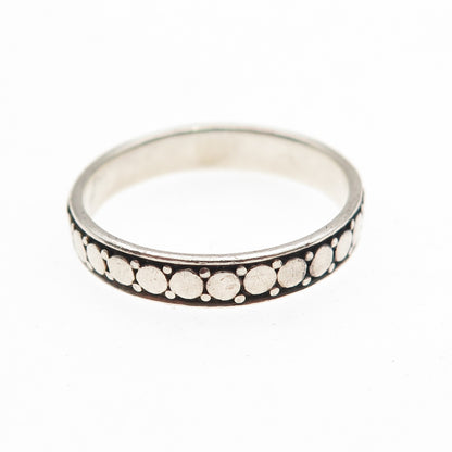 925 Sterling Silver Vintage Oxidized Dotted Band Ring Size 8