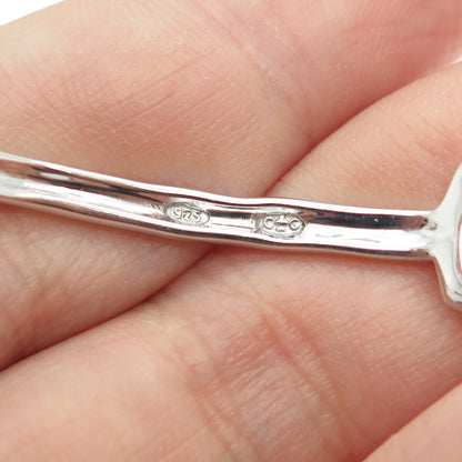 CHARLES GARNIER Sterling Silver Real Clear Quartz Station Bangle Bracelet 7.75"