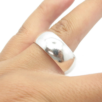 925 Sterling Silver Vintage Classic Wedding Wide Band Ring Size 14.25