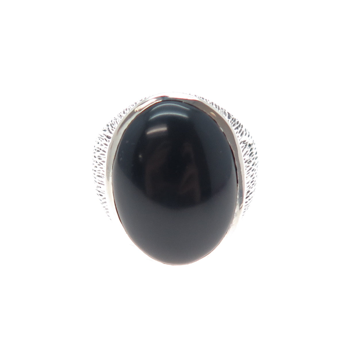 GEM CRAFT Sterling Silver Vintage Black Onyx Modernist Oxidized Ring Size 9.75