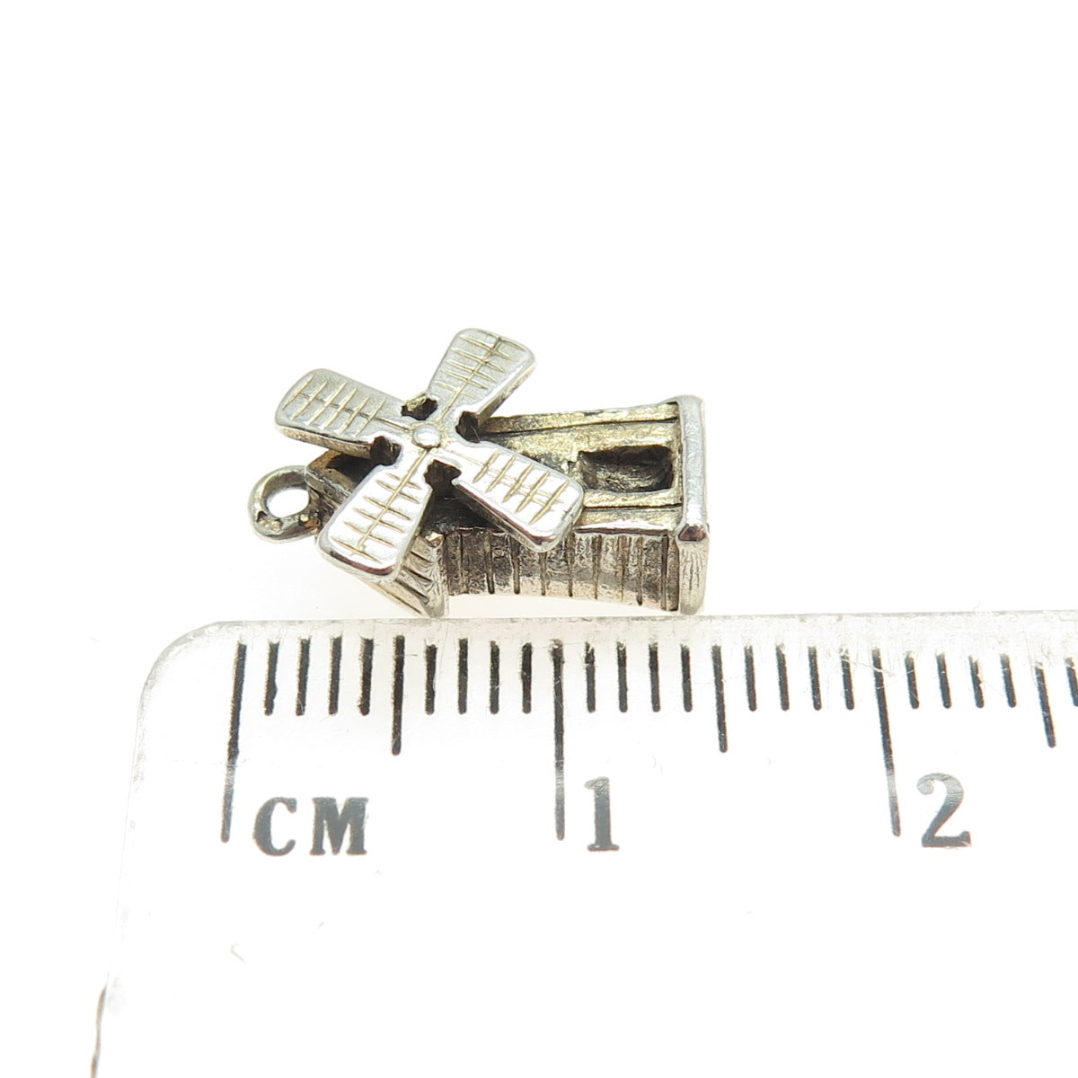 833 Silver Antique Art Deco Netherlands Windmill Minimalist 3D Charm Pendant